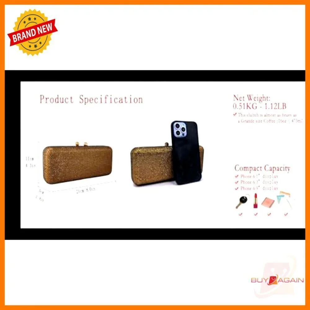 Mini Rhinestone Clutch with Detachable Chain Straps for Formal Events